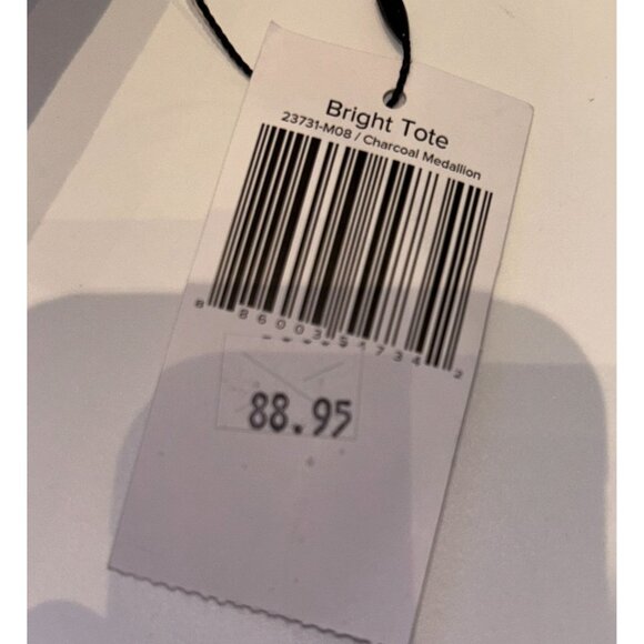 NWT Vera Bradley Charcoal Medallion Bright Tote Bag Quilted Cotton Double Straps - Picture 4 of 8